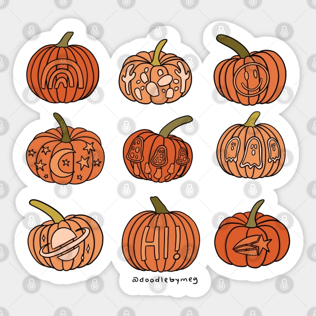 Carved Pumpkins Sticker by Doodle by Meg